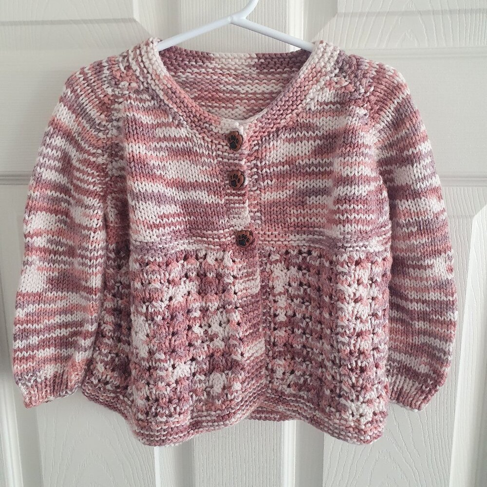 Hand-Knitted Toddler Girl's Cardigan 18-24 Months Baby